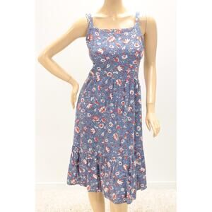 NWT Old Navy Sundress Women's M-Tall Mini Blue Floral Smocked Back Cottagecore